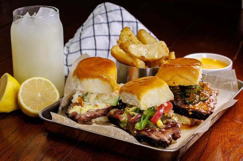 3 Brisketeers Meal with all three signature sliders and Peruvian lemonade