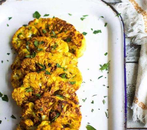 Roasted Curry Cauliflower Steak